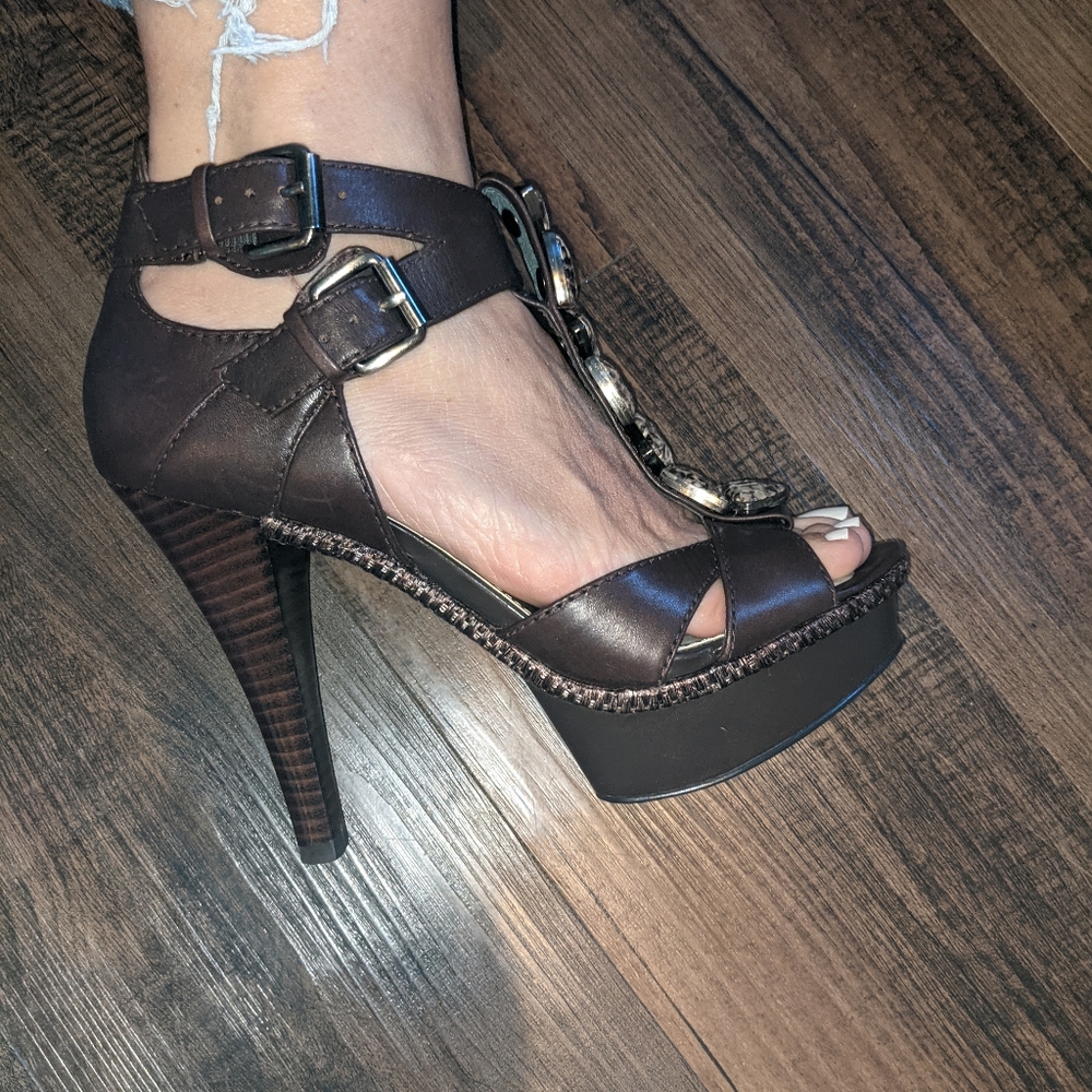 Platform Brown Heels - image 3